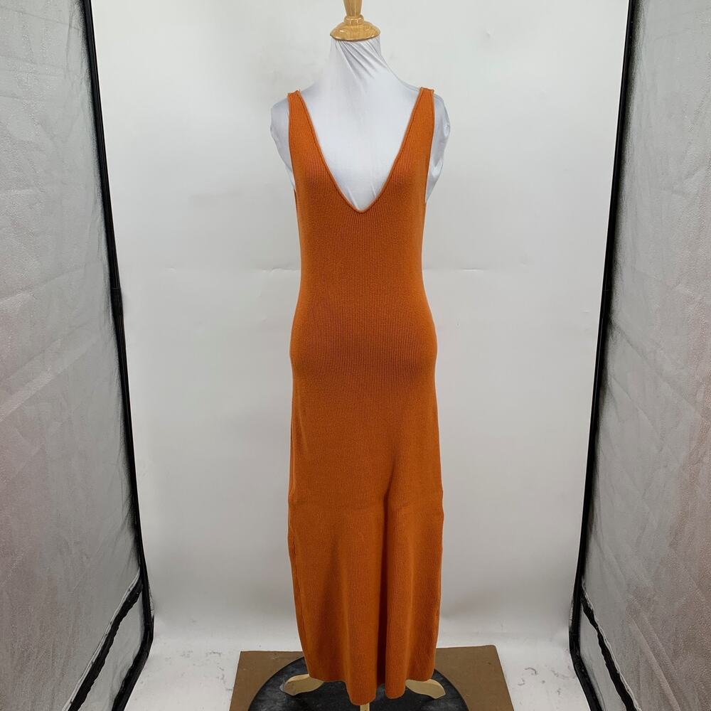 FP Beach Dress Womens M Medium Carrot Daniela Low Back Sweater Free People Midi - Picture 2 of 14
